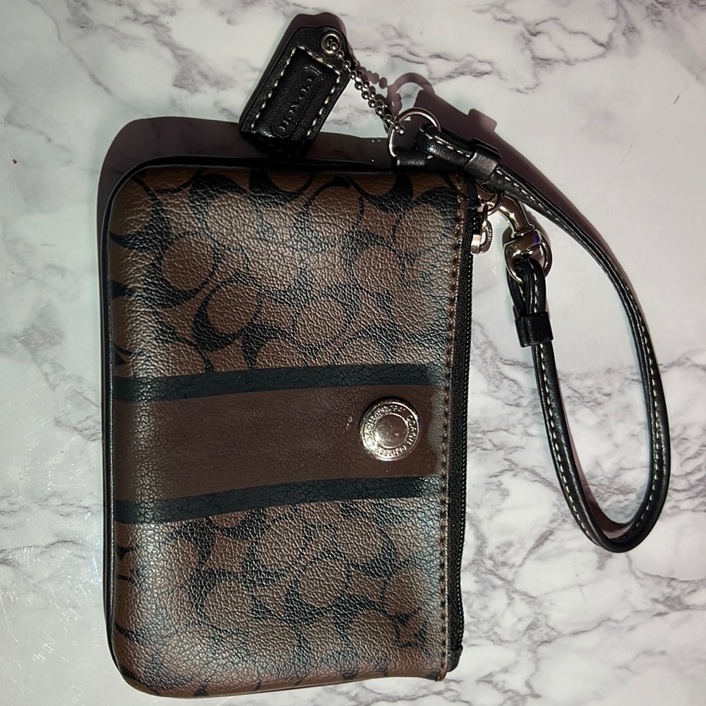 Authentic Brown and Black Coach Wristlet